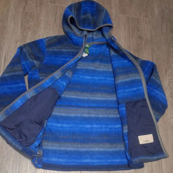 New L L BEAN Fleece Jacket Boys Size 18 Full Zip Hood - Picture 3 of 5